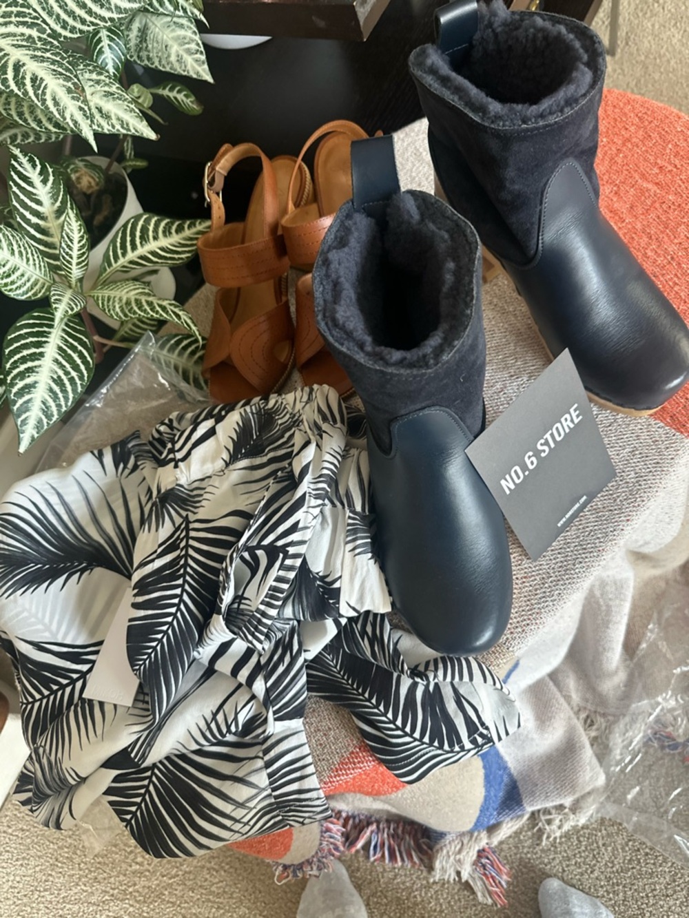 NO.6 STORE Navy Leather & Suede Clog Boots - Picture 8 of 9